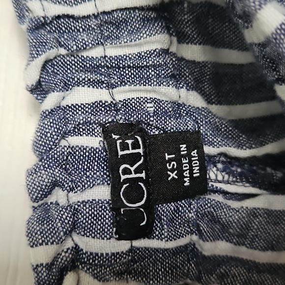 100% LINEN J. Crew Navy Striped Wide Leg Pants - Picture 4 of 8